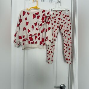 H&M Kids Heart Patterned Set in Red and Cream
